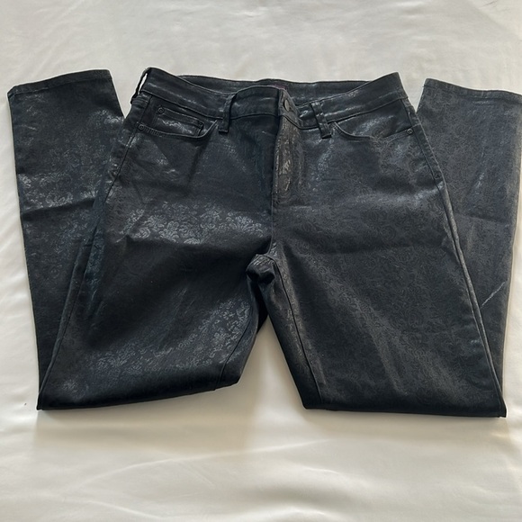 NYDJ Black Coated Brocade Legging Jeans - Picture 1 of 6